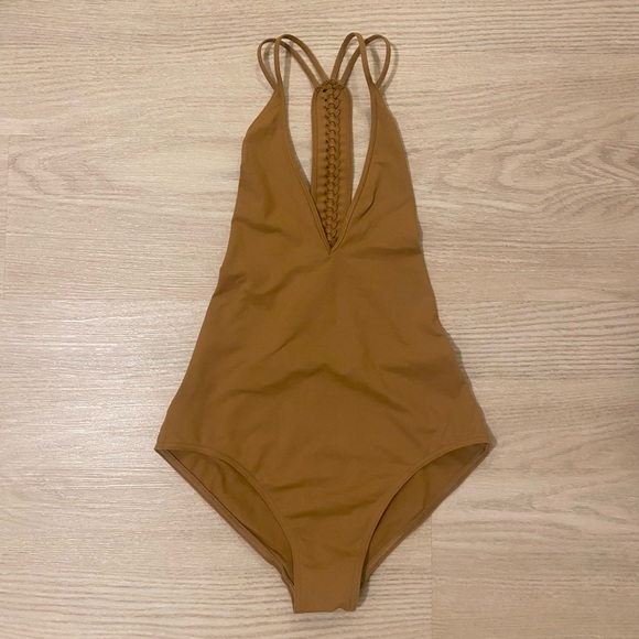 NWT Eres Close Up Mirella Braid Trimmed Swimsuit Shammy Brown France Designer - Picture 5 of 9